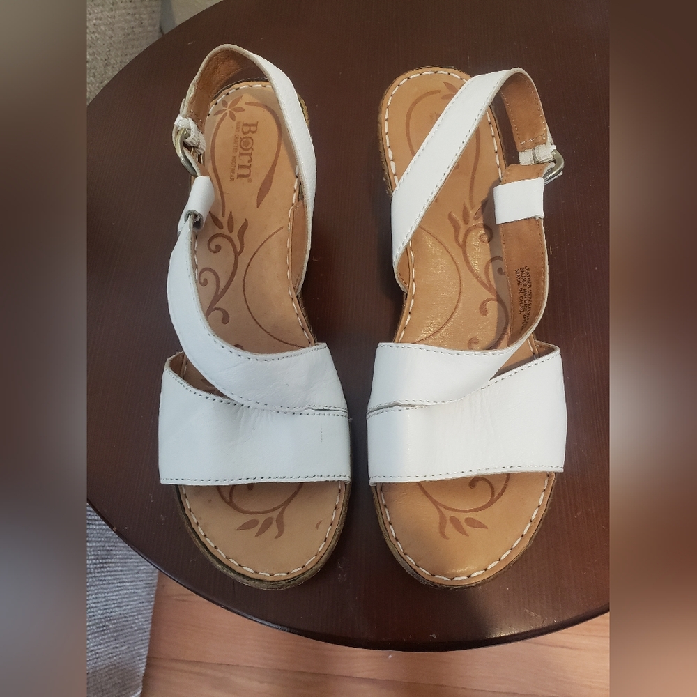 Born White Leather Sandals